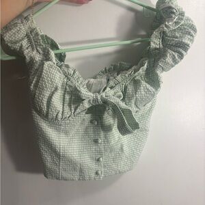 Green Gingham Women's Top